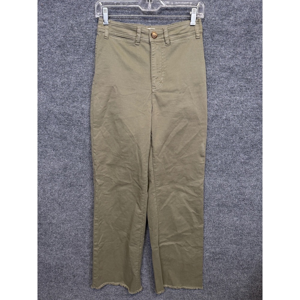 Marine Layer Womens Size 6 Chino Pants Olive Green Cotton Blend Allison Wide Leg